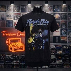 Prince Black 'Purple Rain' Short Sleeve Graphic Tee